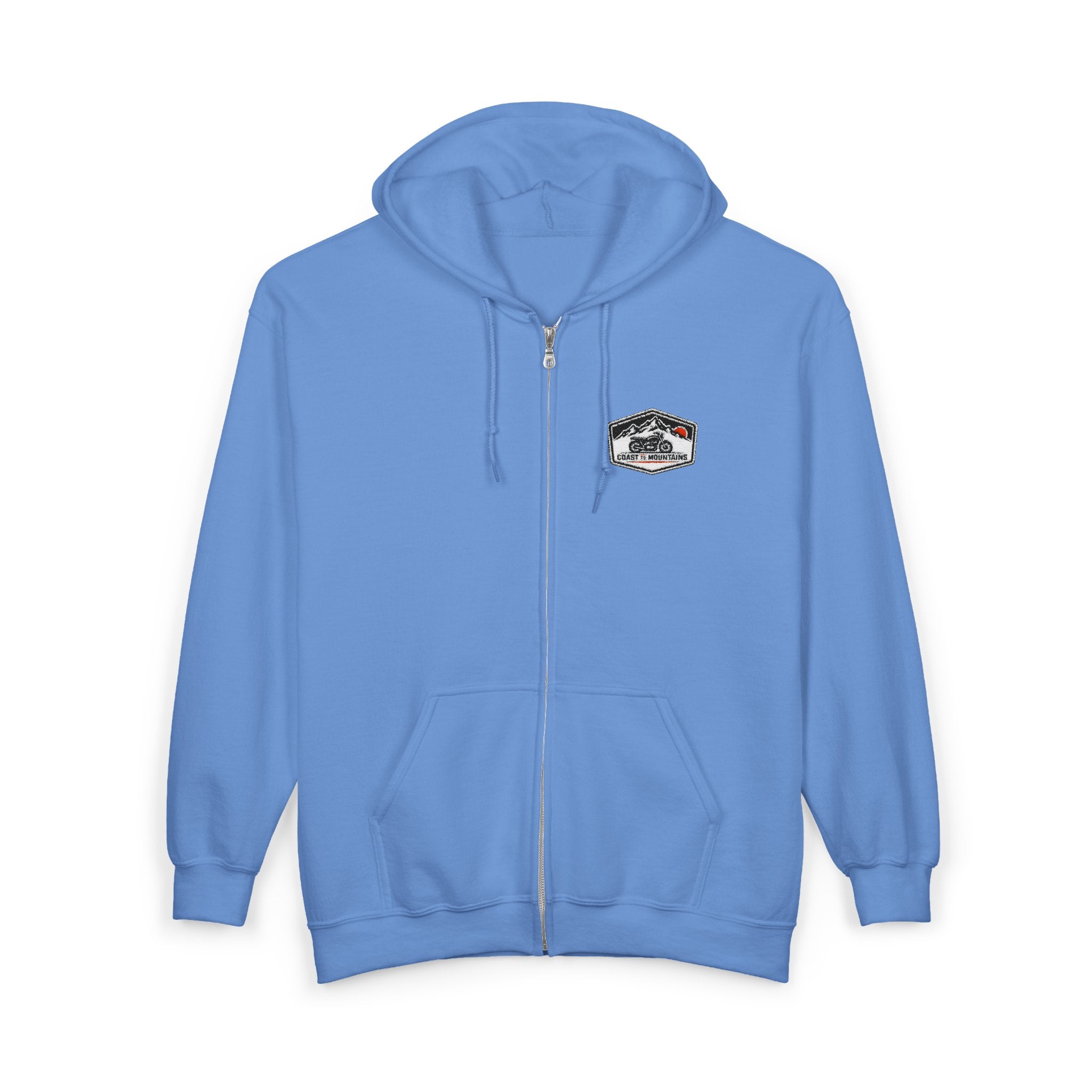 Coastal Cycle Craft Zip Hoodie | Embroidered Badge | Light Blue & Ash