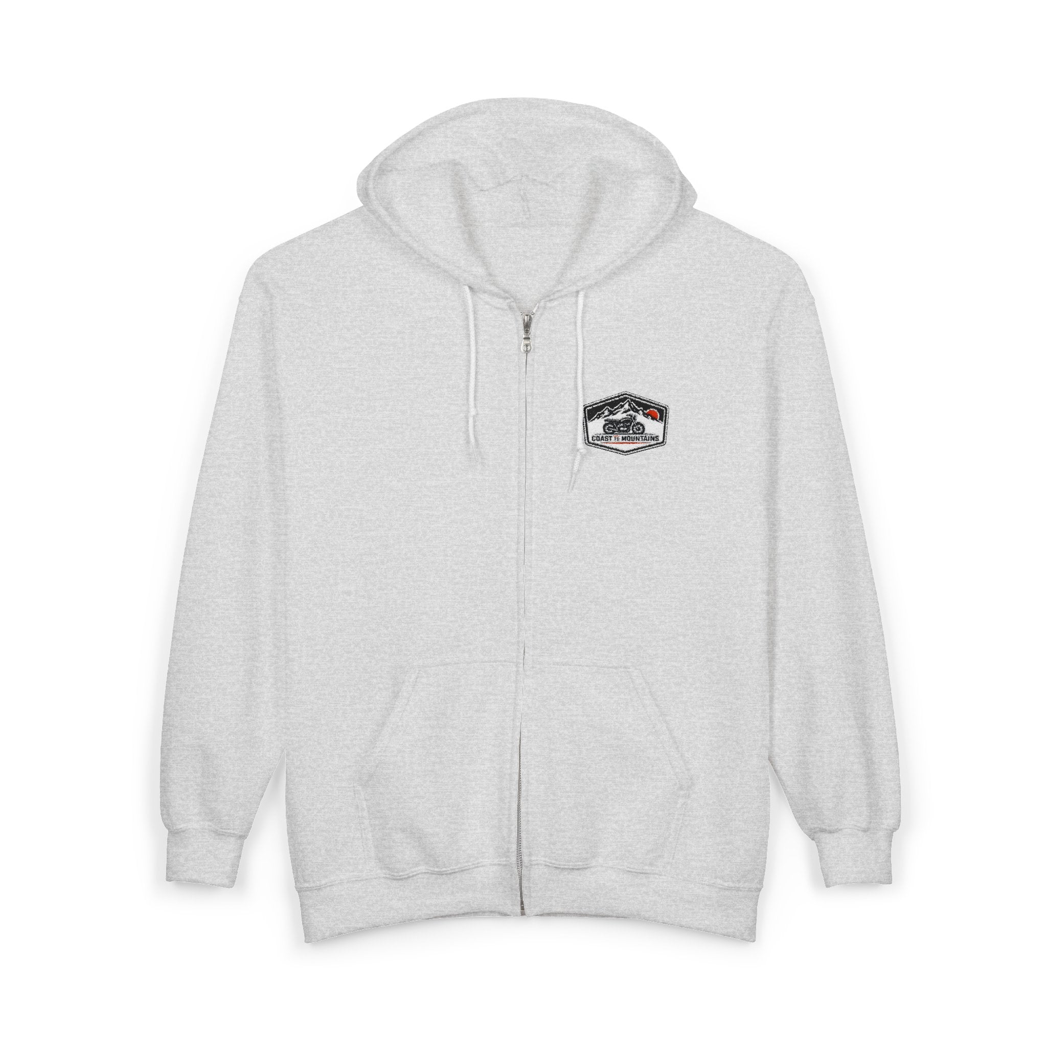 Coastal Cycle Craft Zip Hoodie | Embroidered Badge | Light Blue & Ash