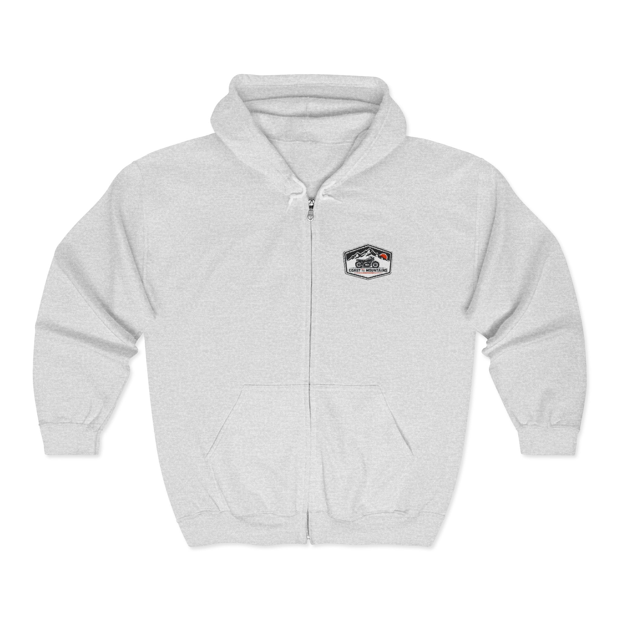 Coastal Cycle Craft Zip Hoodie | Embroidered Badge | Light Blue & Ash