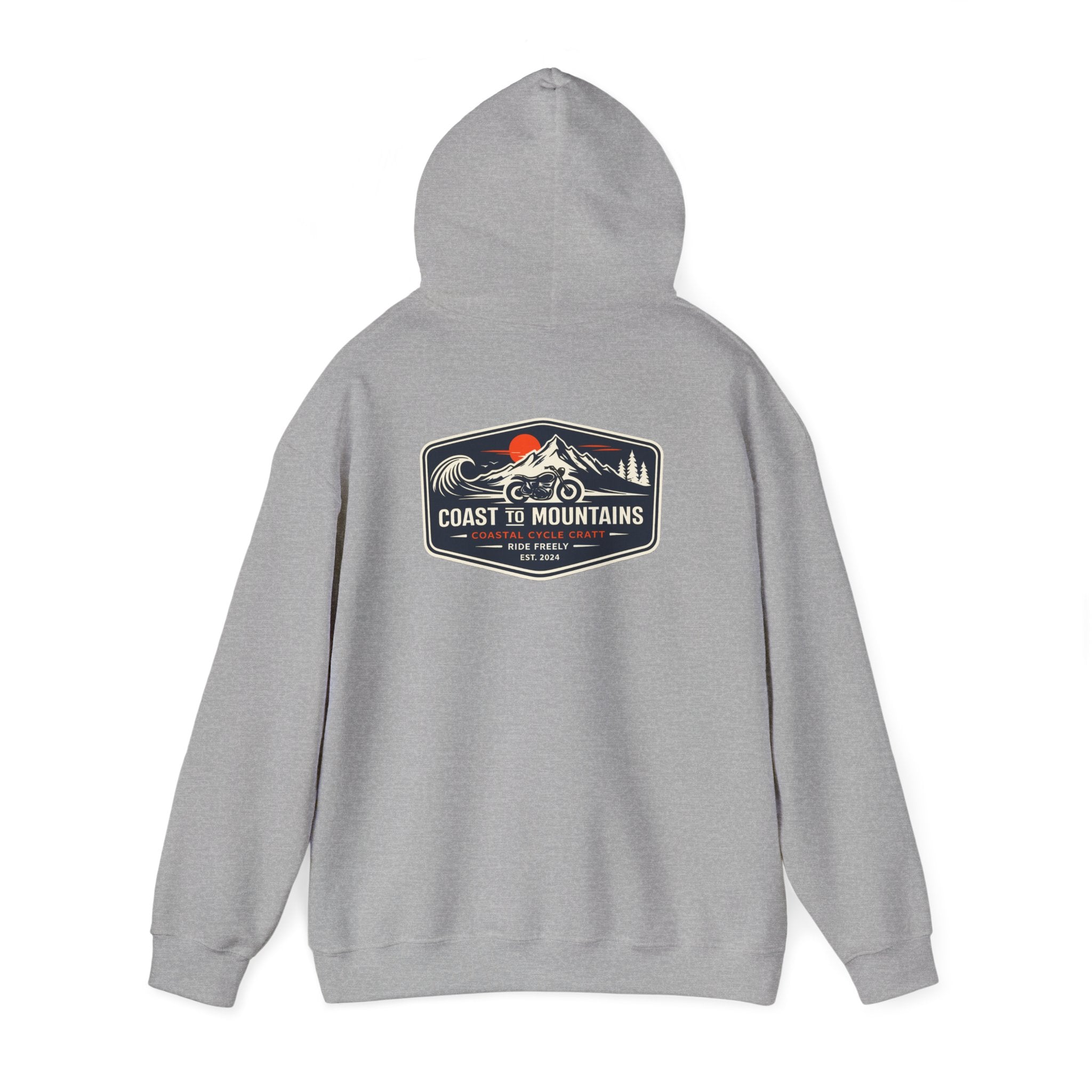 Coast to Mountains Motorcycle Badge Hoodie — Light Colorways