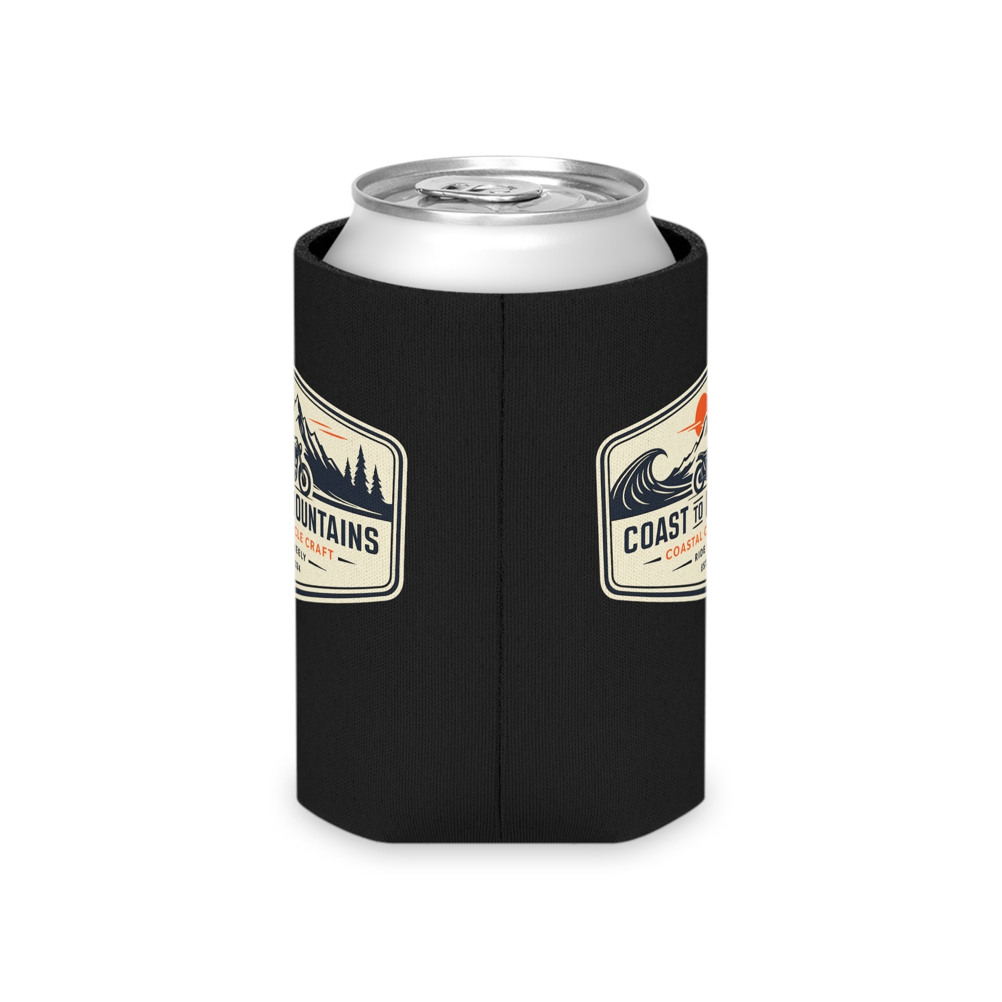 Coast to Mountains Motorcycle Can Cooler – Retro Ride Badge