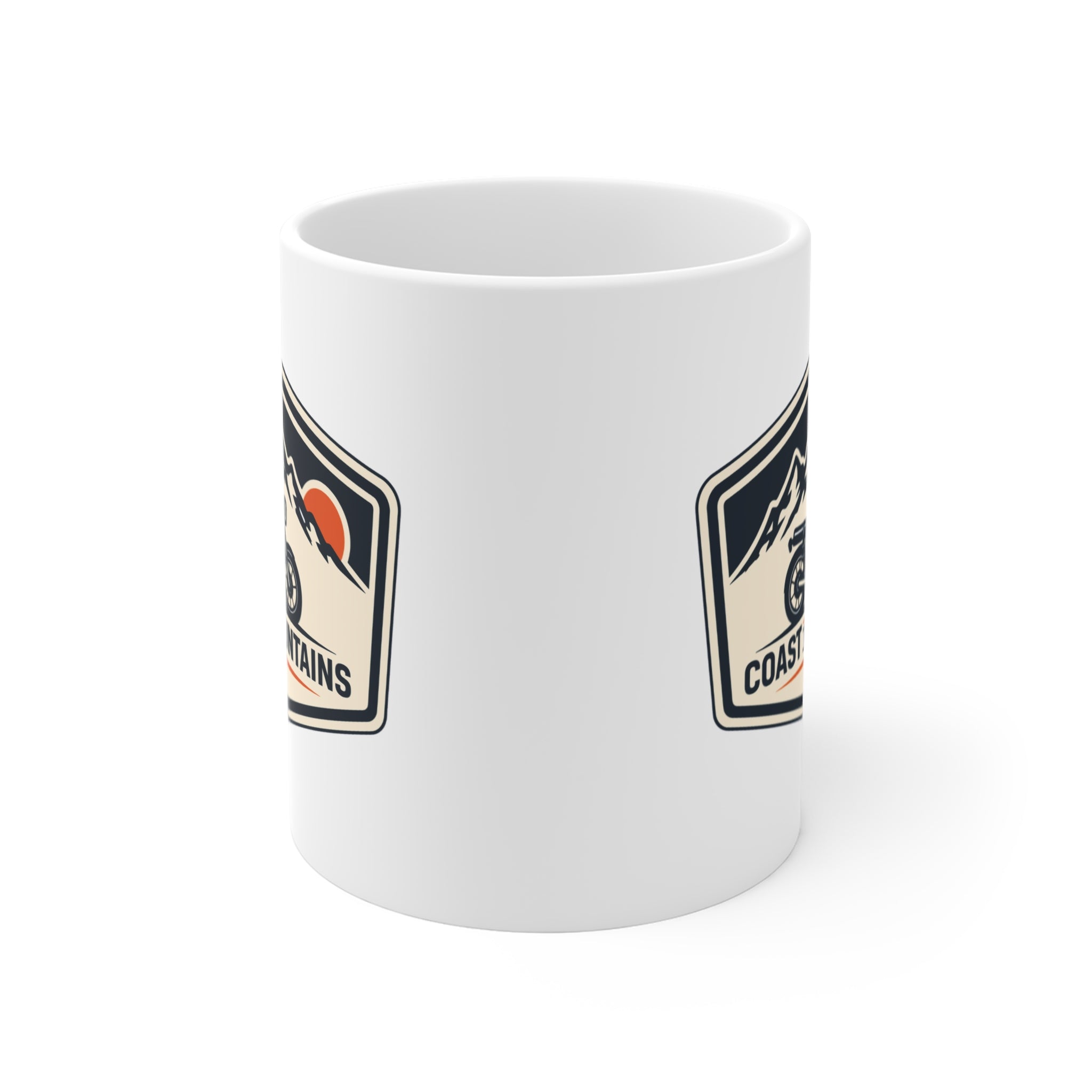 Coast to Mountains Motorcycle Mug — Vintage Adventure Coffee Cup (11 oz)