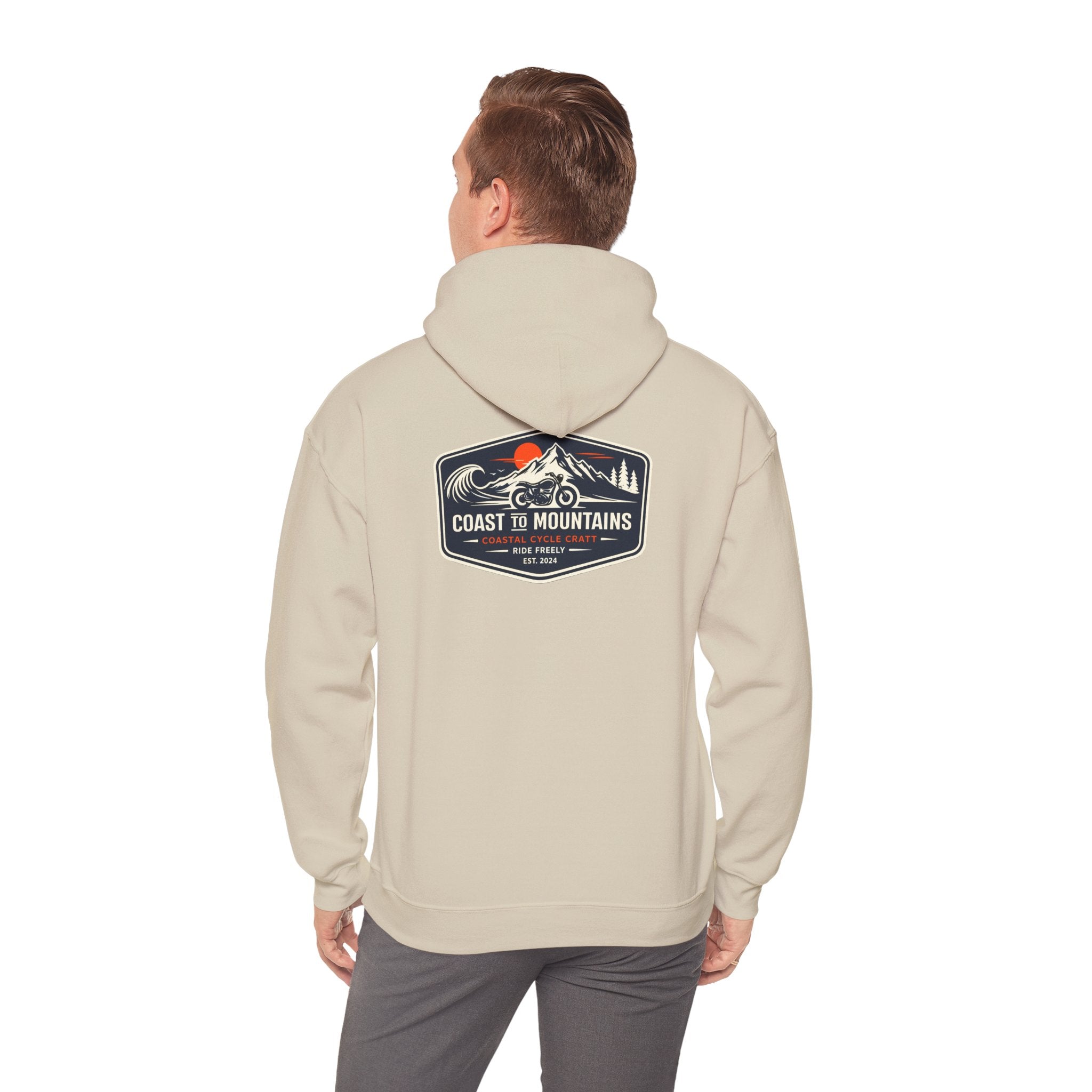 Coast to Mountains Motorcycle Badge Hoodie — Light Colorways