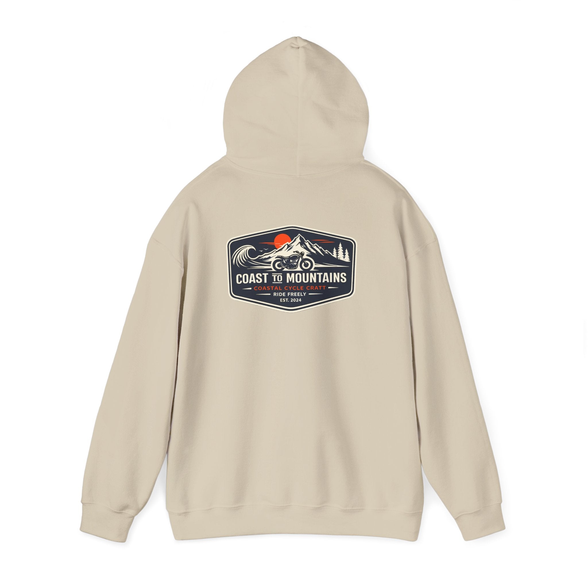 Coast to Mountains Motorcycle Badge Hoodie — Light Colorways