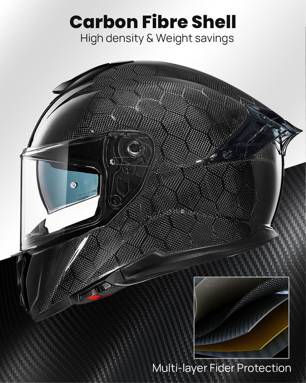 ILM 861C Full-Face Carbon Fiber Motorcycle Helmet