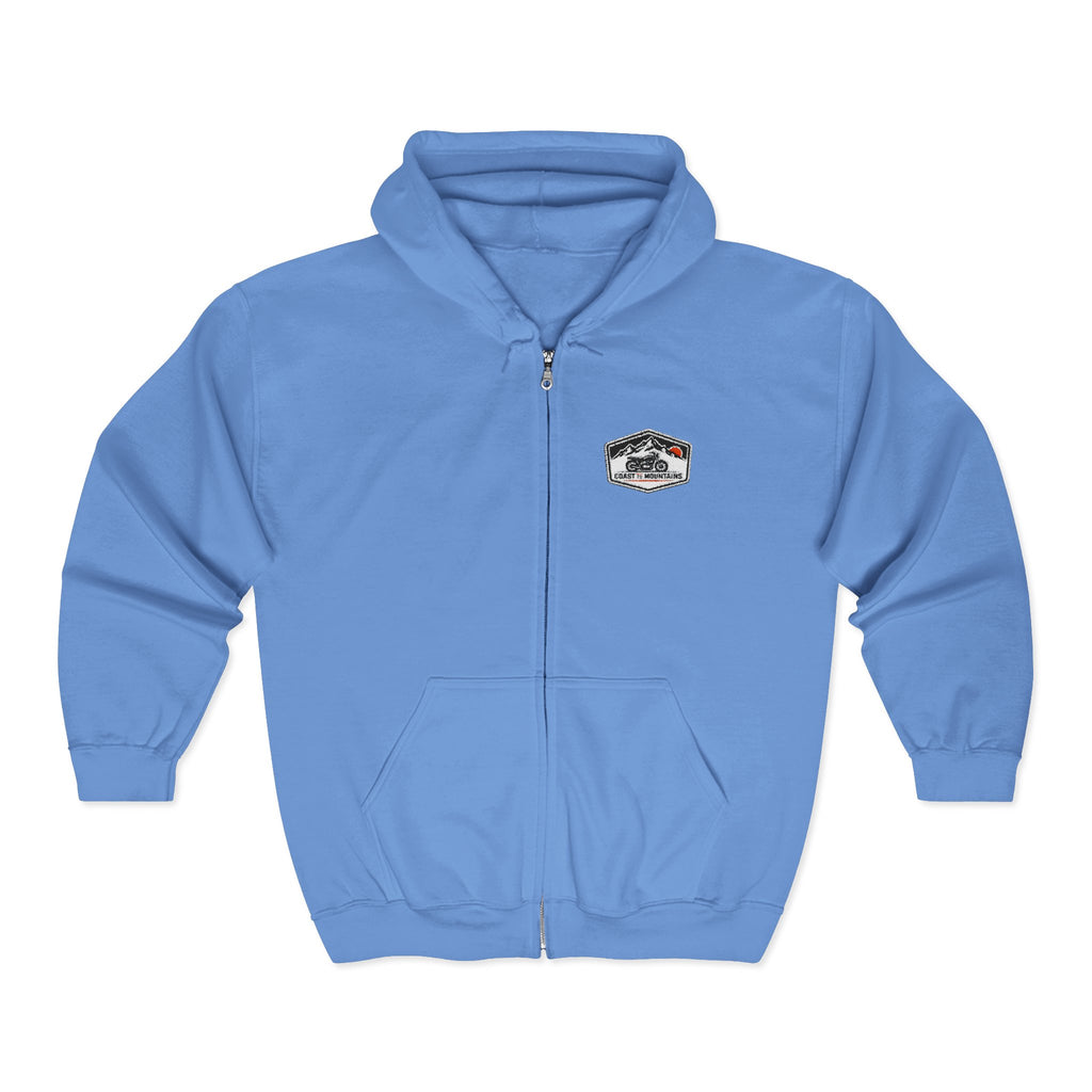 Coastal Cycle Craft Zip Hoodie | Embroidered Badge | Light Blue & Ash