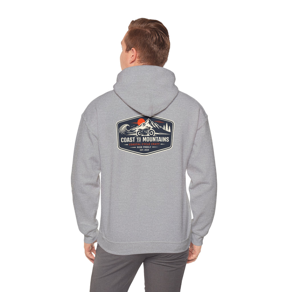 Coast to Mountains Motorcycle Badge Hoodie — Light Colorways