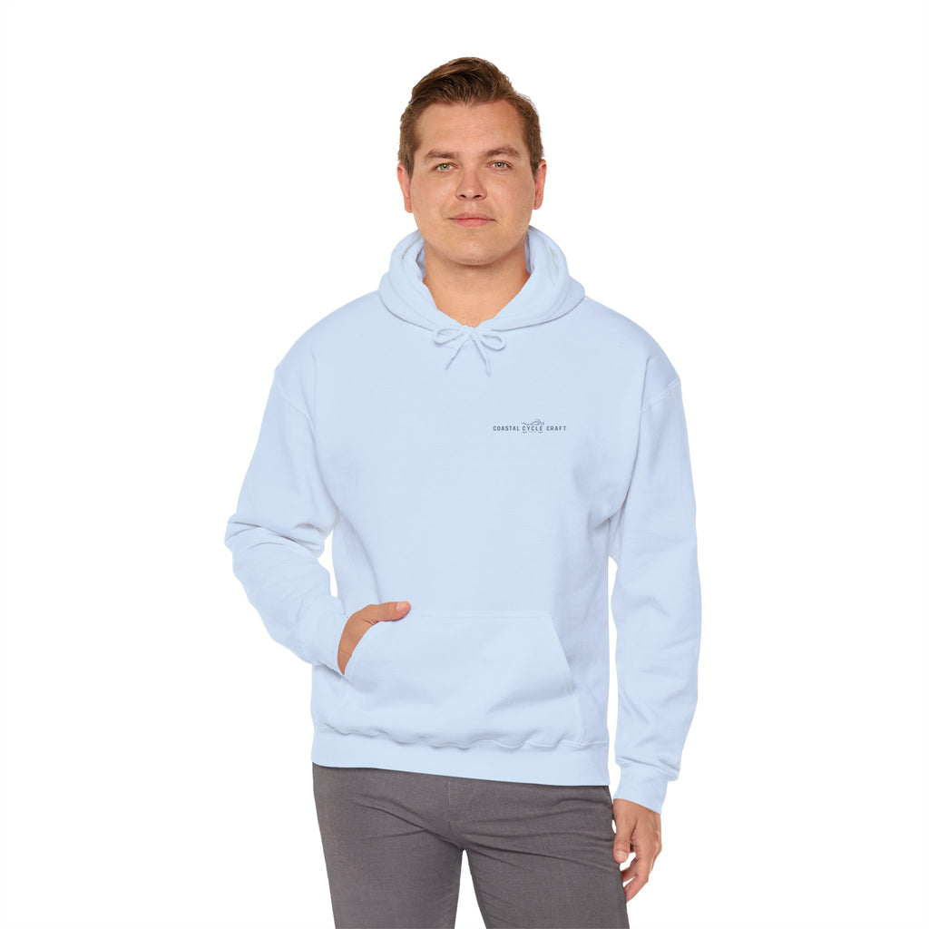 Coast to Mountains Motorcycle Badge Hoodie — Light Colorways