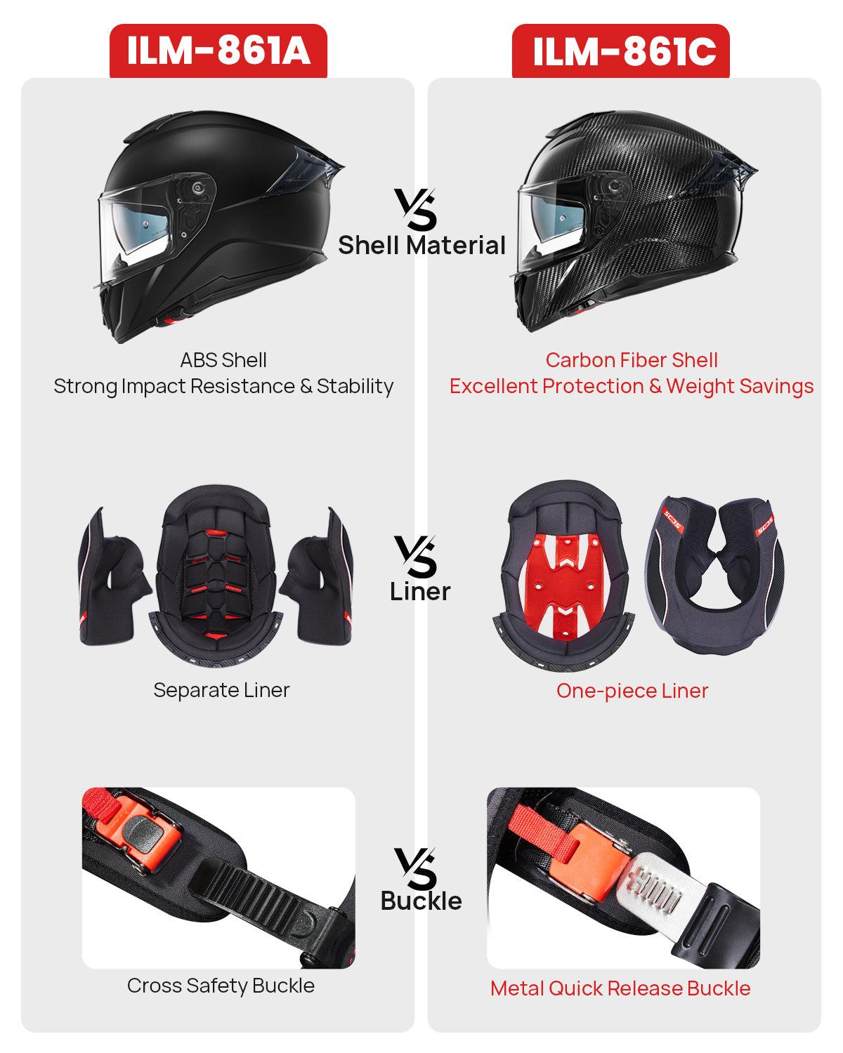 ILM 861C Full-Face Carbon Fiber Motorcycle Helmet
