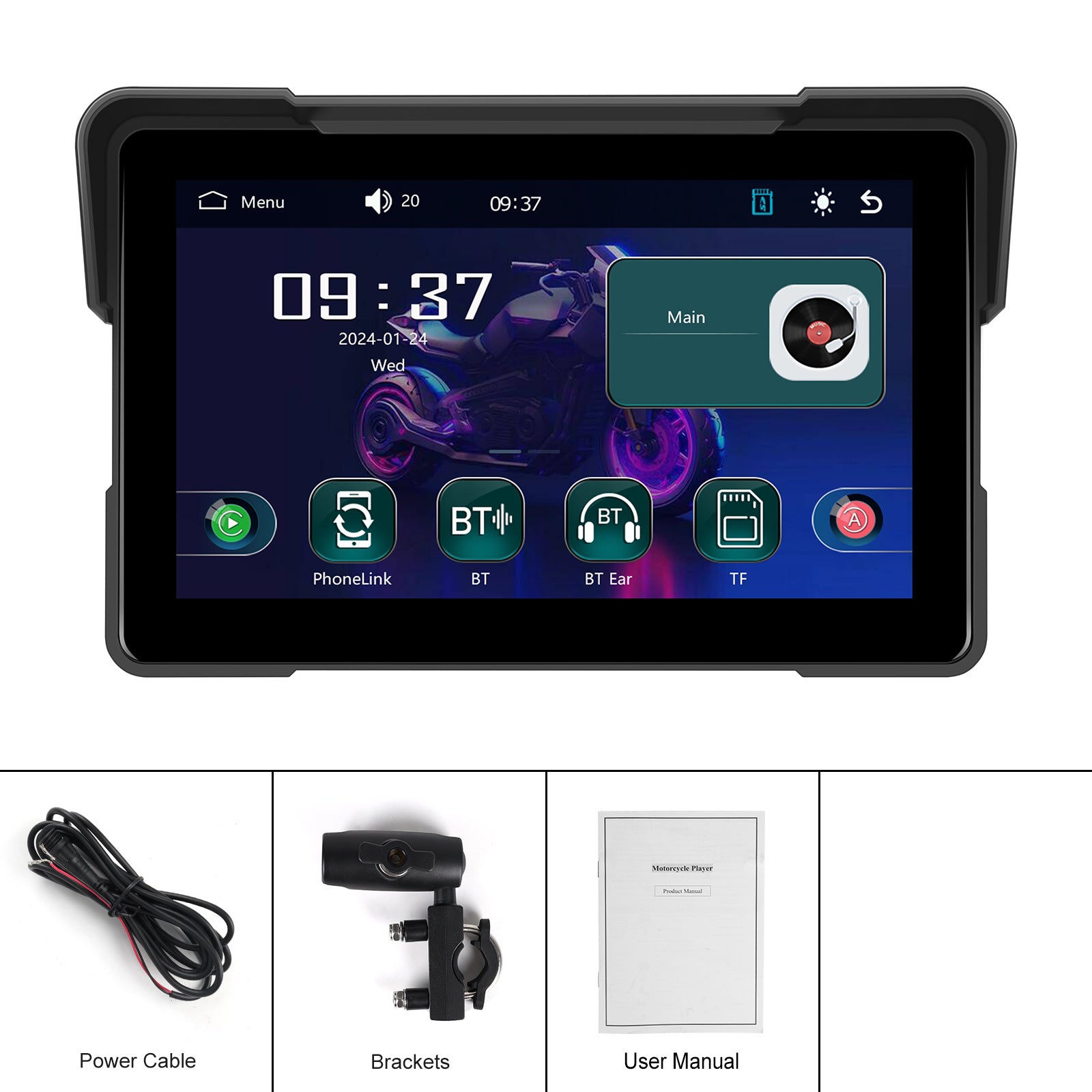 7-inch Motorcycle PND  CarPlay Compatible  No Recording Function