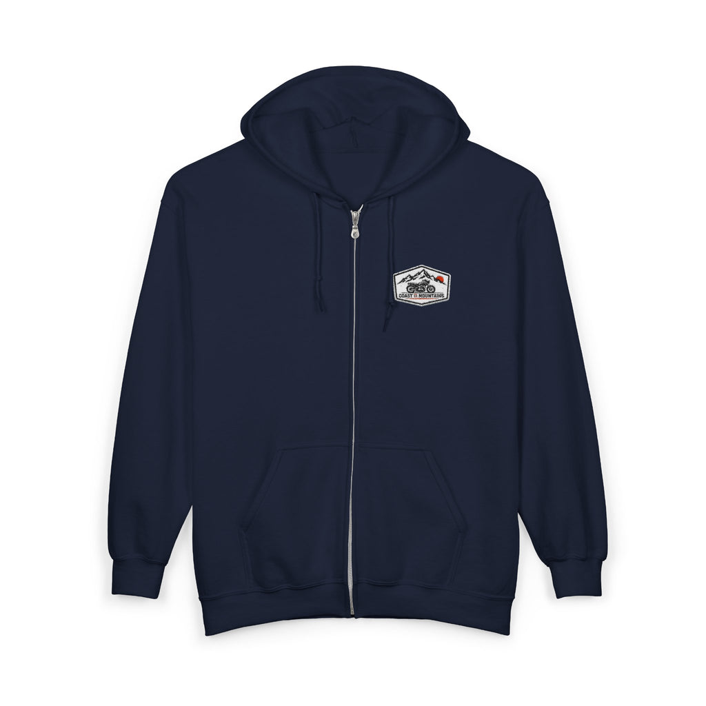 Coastal Cycle Craft Zip Hoodie | Embroidered Badge | Black & Navy