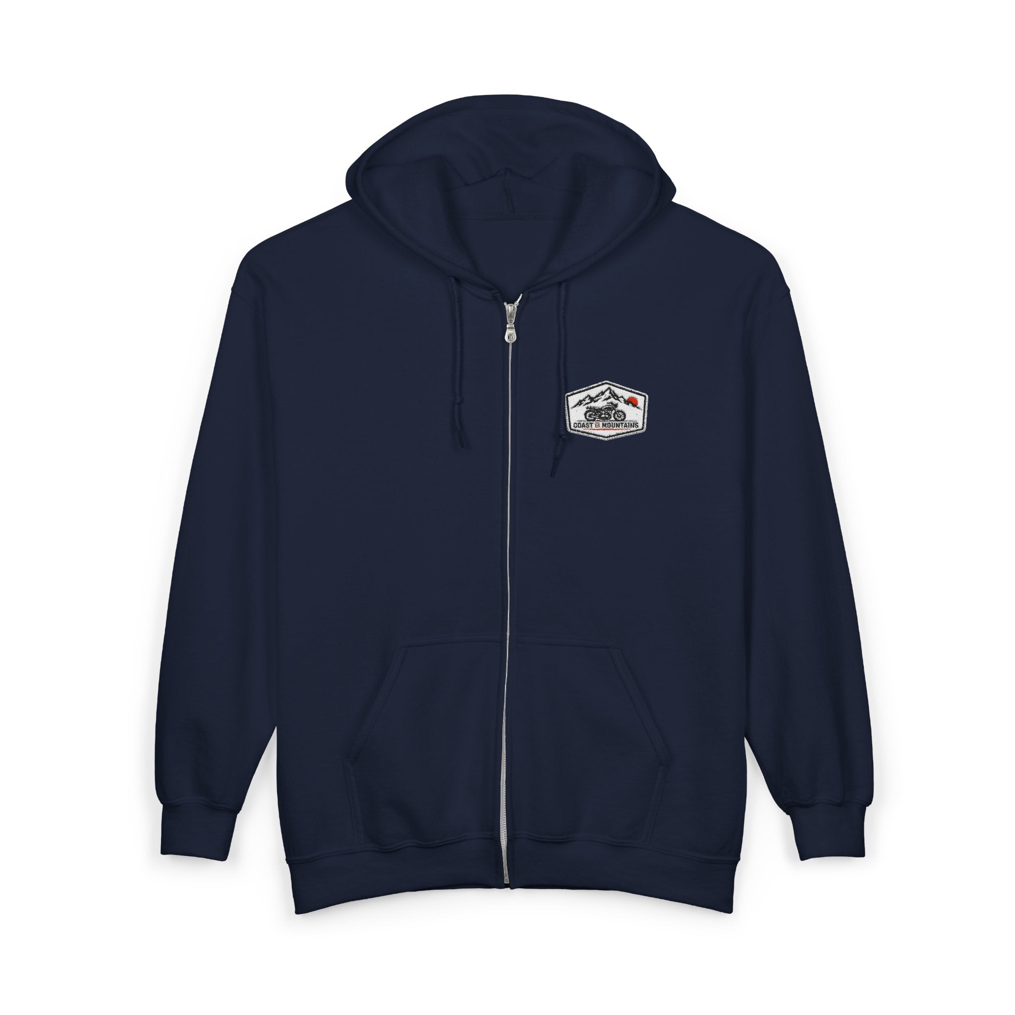 Coastal Cycle Craft Zip Hoodie | Embroidered Badge | Black & Navy