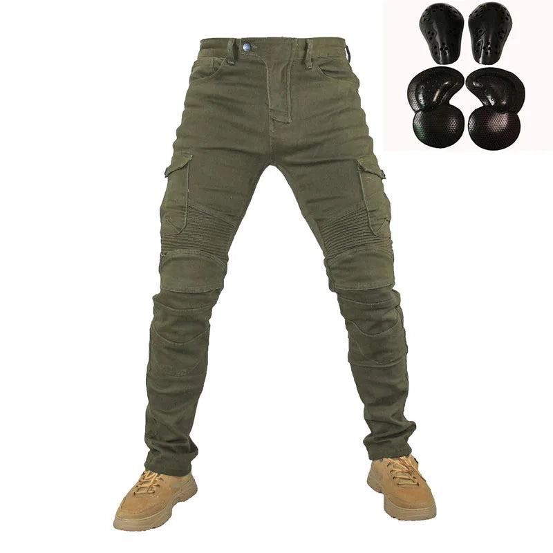 Motorcycle Cargo Riding Jeans | CE Armor Included, All-Season – Black & Grey
