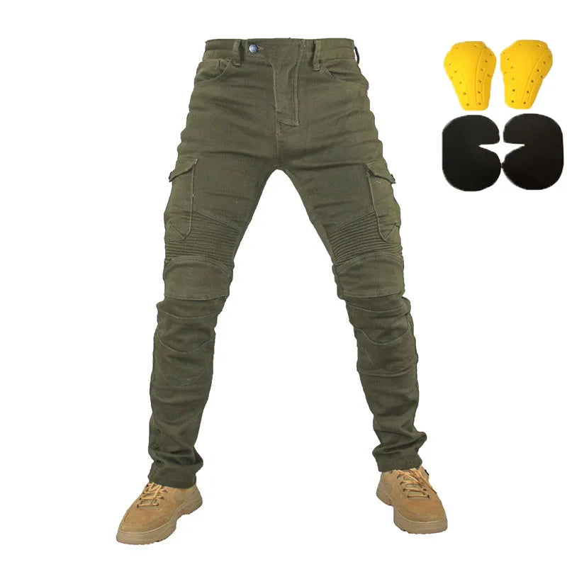 Motorcycle Cargo Riding Jeans | CE Armor Included, All-Season – Black & Grey