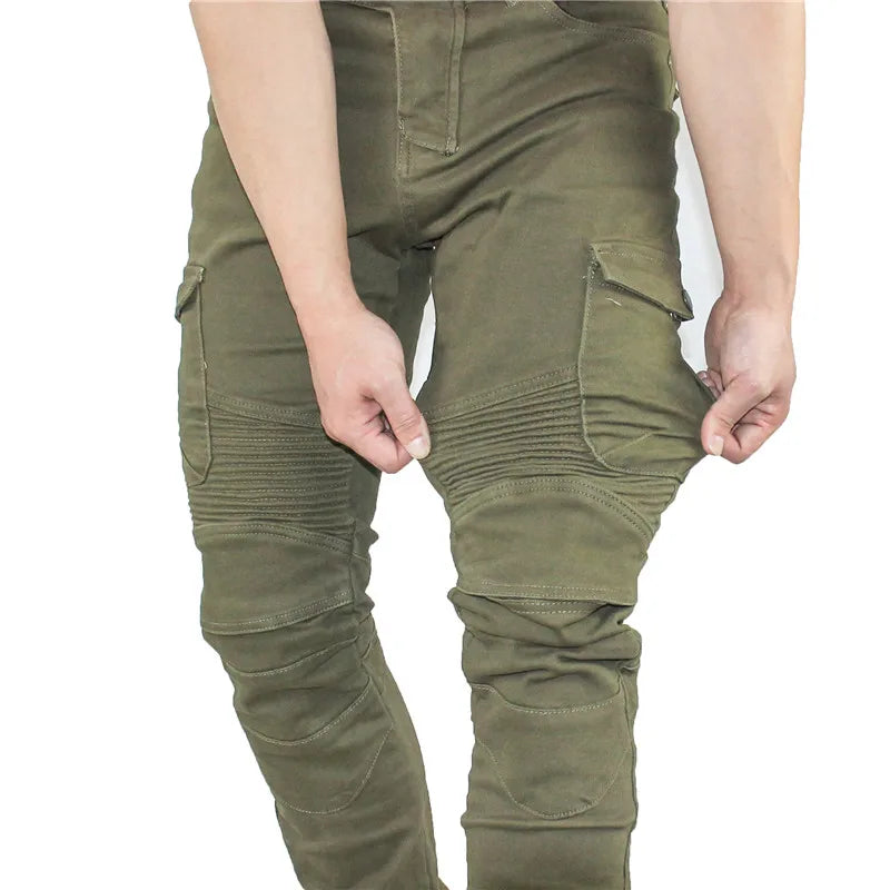 Motorcycle Cargo Riding Jeans | CE Armor Included, All-Season – Black & Grey