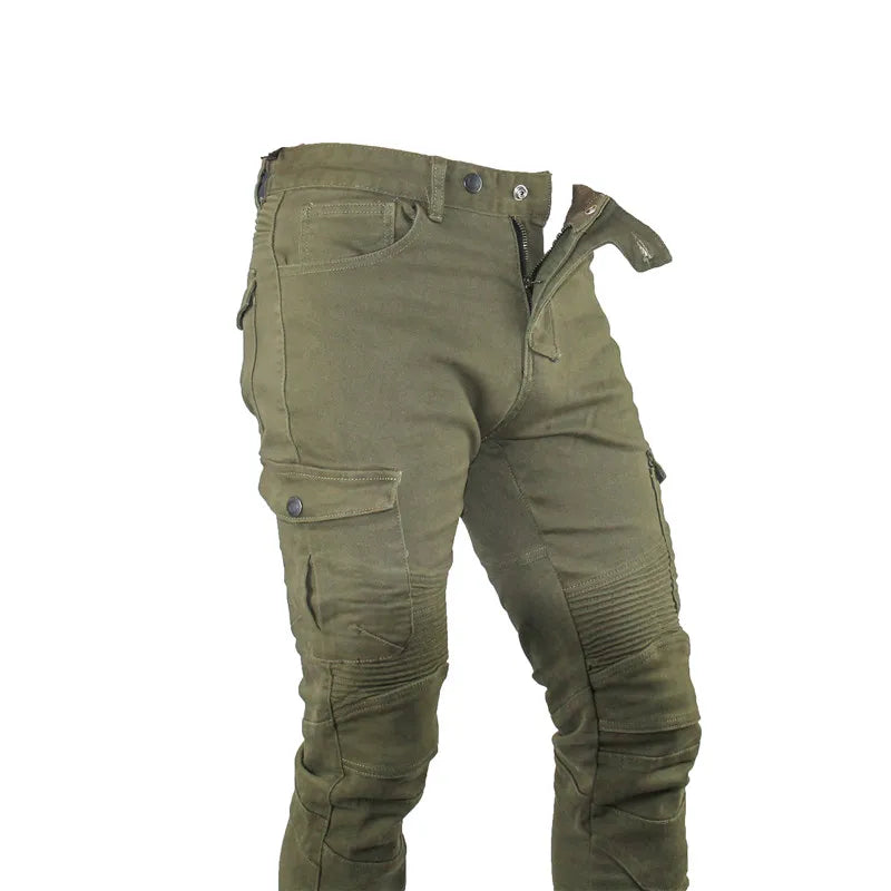 Motorcycle Cargo Riding Jeans | CE Armor Included, All-Season – Black & Grey