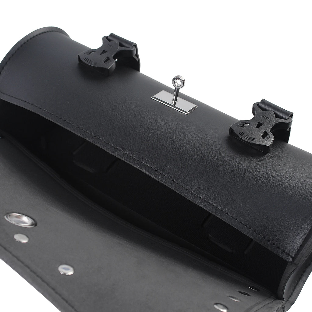 Retro Handlebar Roll Bag | Lockable Faux Leather Motorcycle Tool Bag