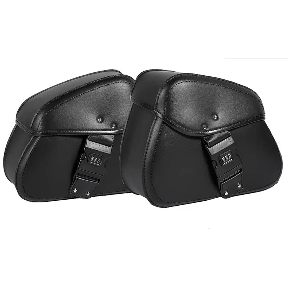Retro Motorcycle Saddlebags | PU Leather Side Bags for Cruisers & Bobbers (Pair)