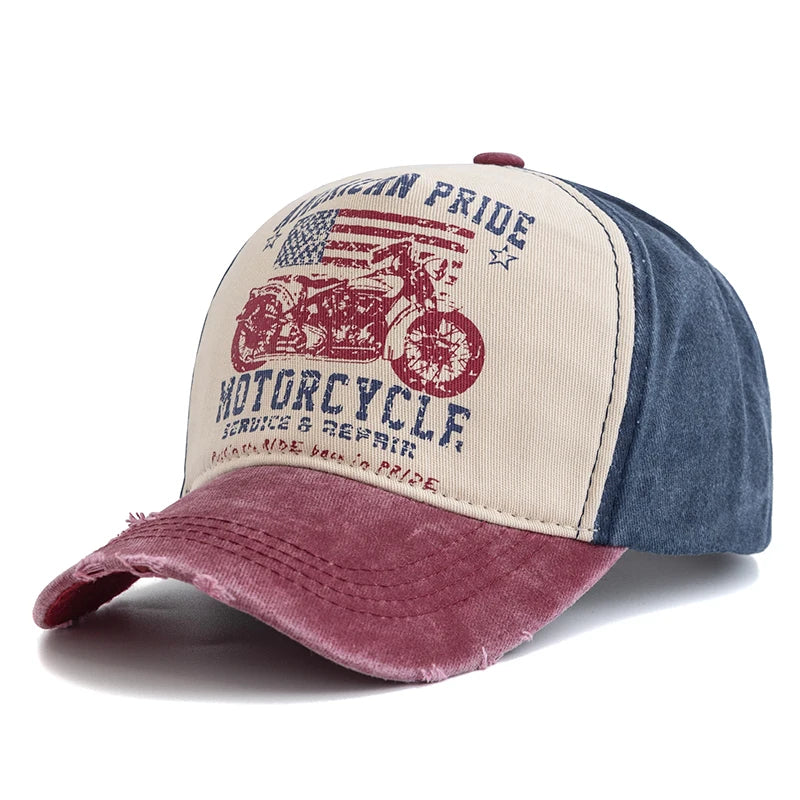 American Pride Motorcycle Cap – Vintage Washed Baseball Cap