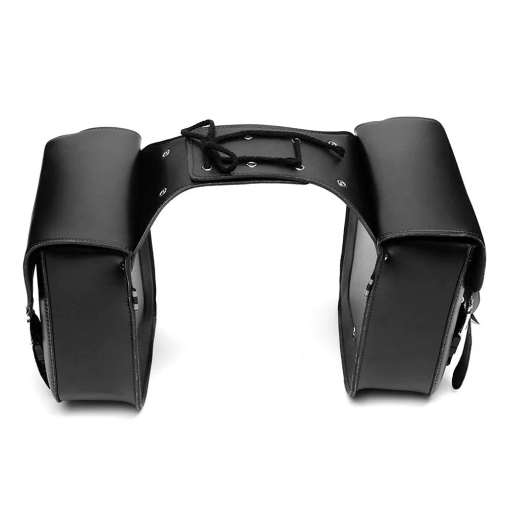 Retro Motorcycle Saddlebags | PU Leather Side Bags for Cruisers & Bobbers (Pair)