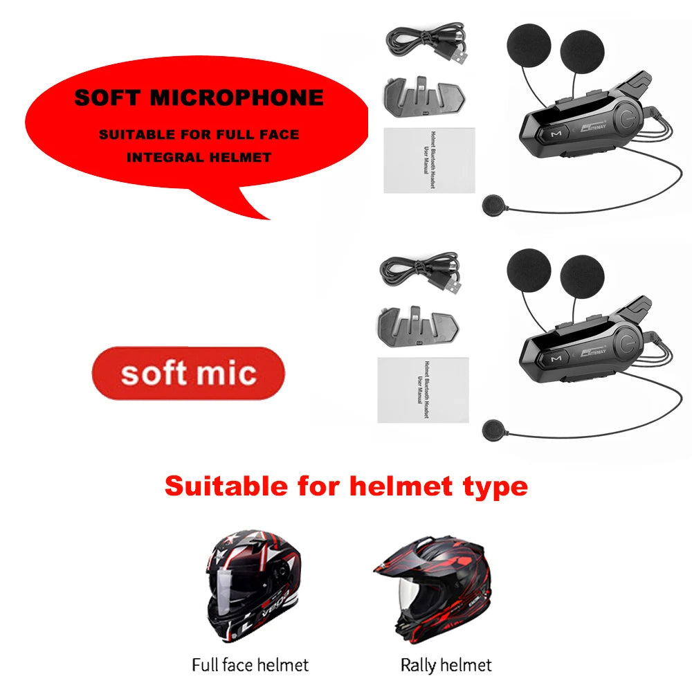 1000M Bluetooth Helmet Intercom – Wireless Handsfree for Riders