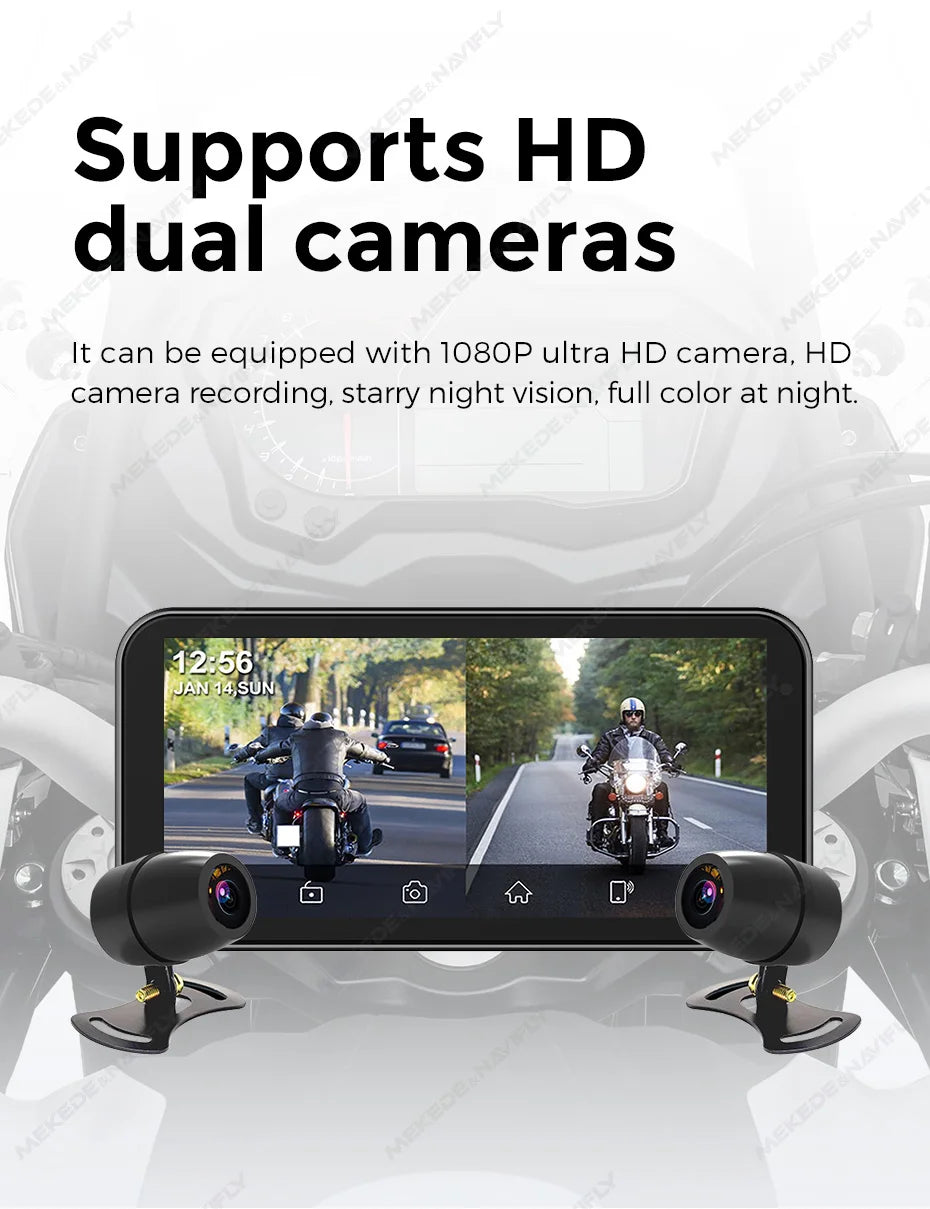 6.25" Motorcycle GPS Navigation – Wireless CarPlay & Android Auto DVR