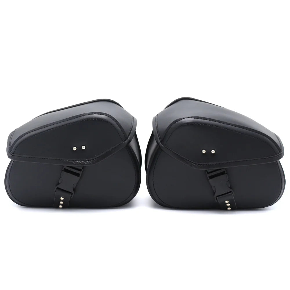 Retro Motorcycle Saddlebags | PU Leather Side Bags for Cruisers & Bobbers (Pair)