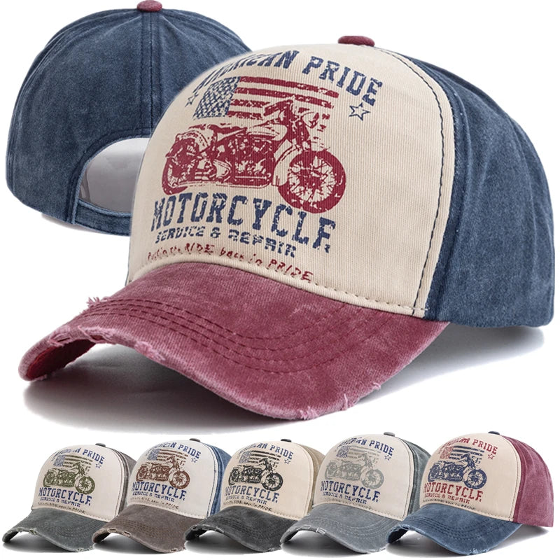 American Pride Motorcycle Cap – Vintage Washed Baseball Cap