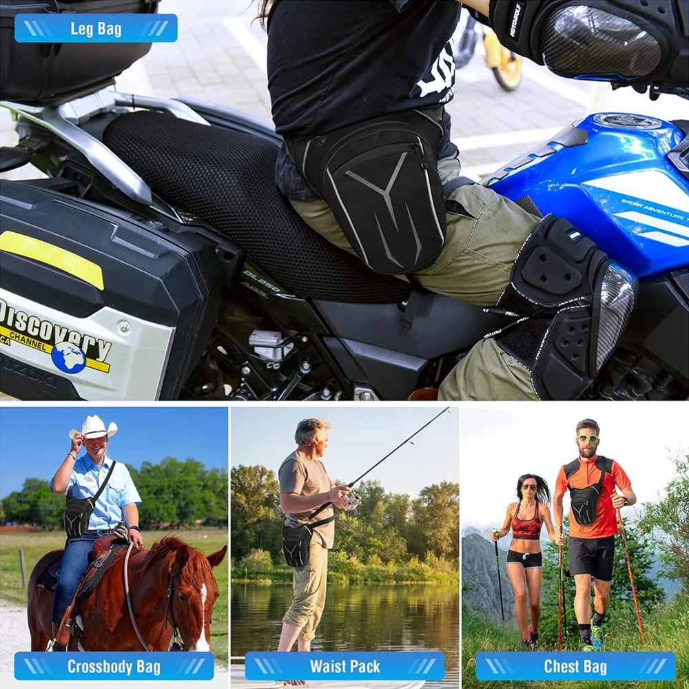 Moto Drop Leg Bag | Waterproof Thigh Pack with Reflective Detail & Audio Port