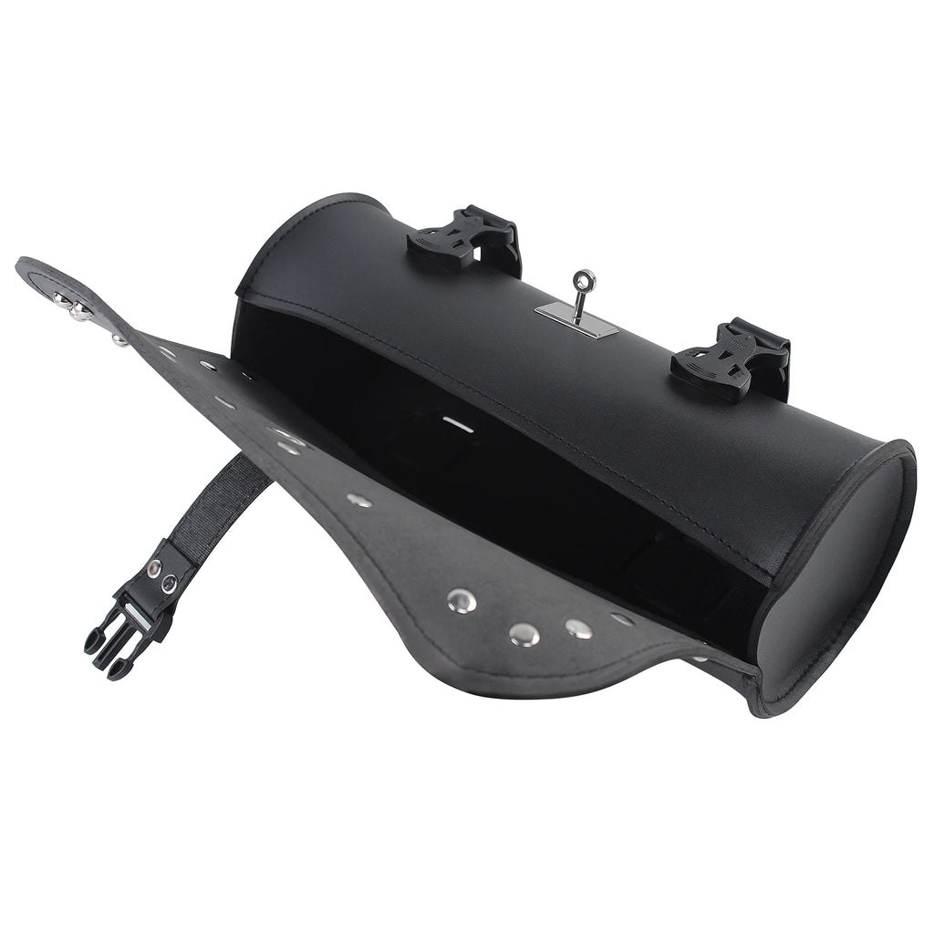 Retro Handlebar Roll Bag | Lockable Faux Leather Motorcycle Tool Bag