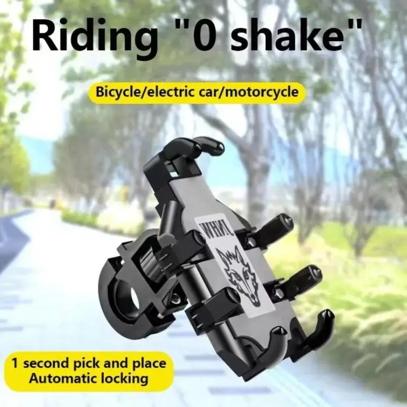 360° Motorcycle Phone Mount | Rearview Mirror & Handlebar Holder with Auto-Lock