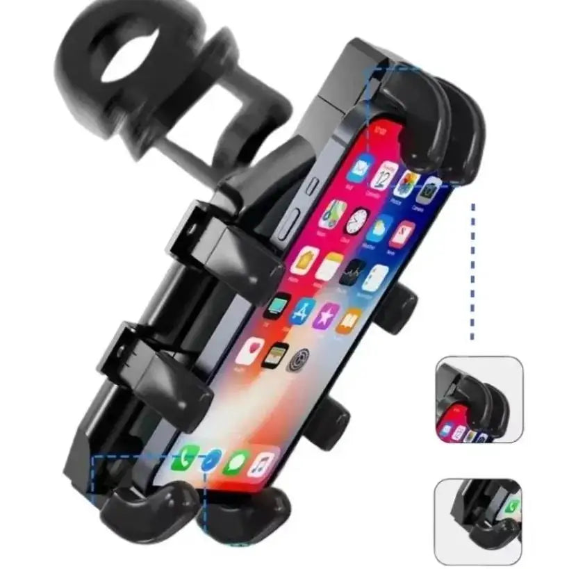 360° Motorcycle Phone Mount | Rearview Mirror & Handlebar Holder with Auto-Lock