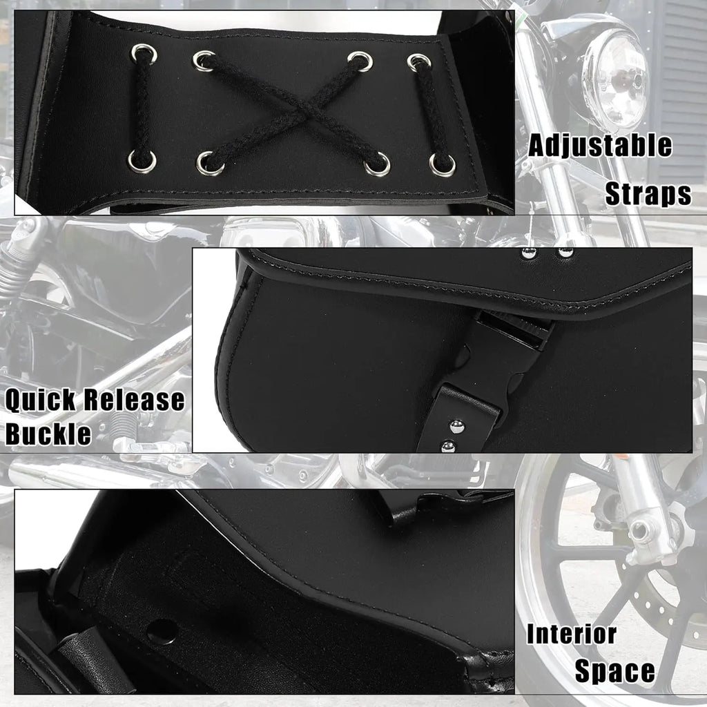 Retro Motorcycle Saddlebags | PU Leather Side Bags for Cruisers & Bobbers (Pair)