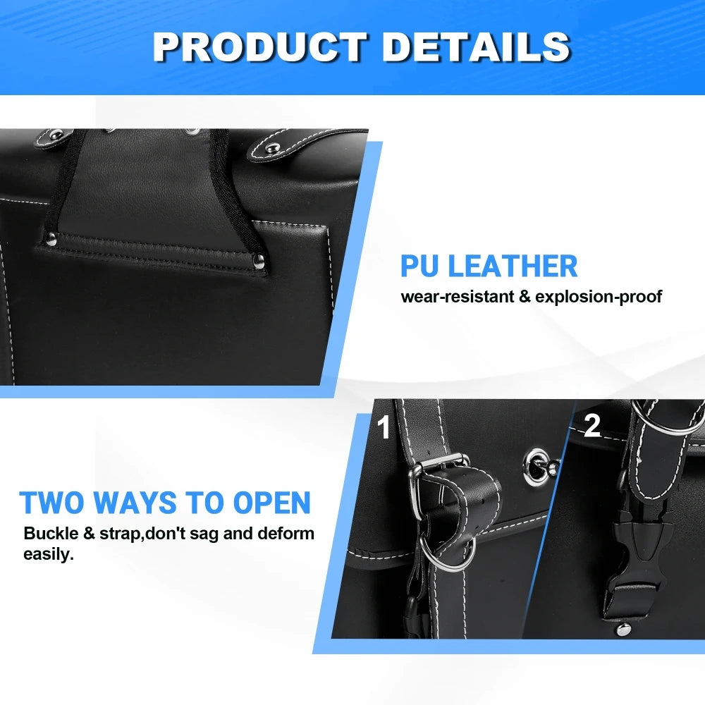 Retro Motorcycle Saddlebags | PU Leather Side Bags for Cruisers & Bobbers (Pair)