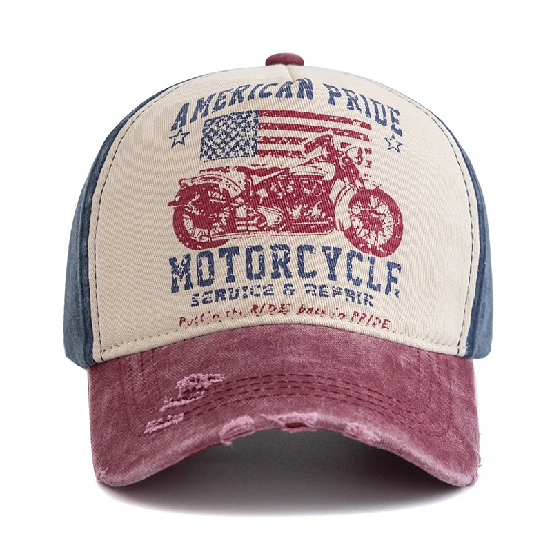 American Pride Motorcycle Cap – Vintage Washed Baseball Cap
