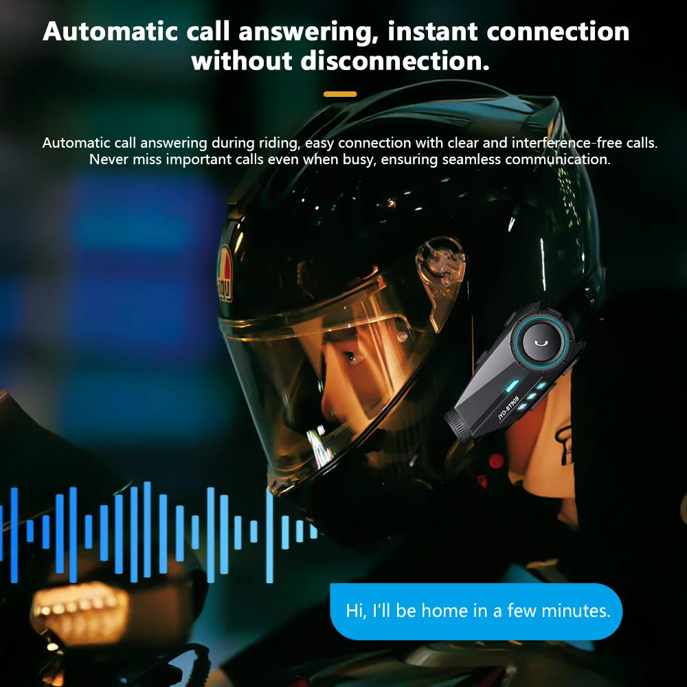 Moto Helmet Intercom & Dash Cam – Bluetooth 5.4, 1080P, 500M Range