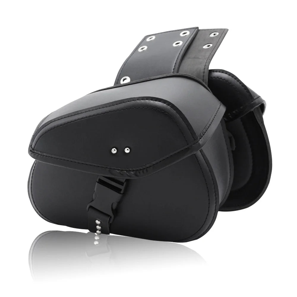 Retro Motorcycle Saddlebags | PU Leather Side Bags for Cruisers & Bobbers (Pair)