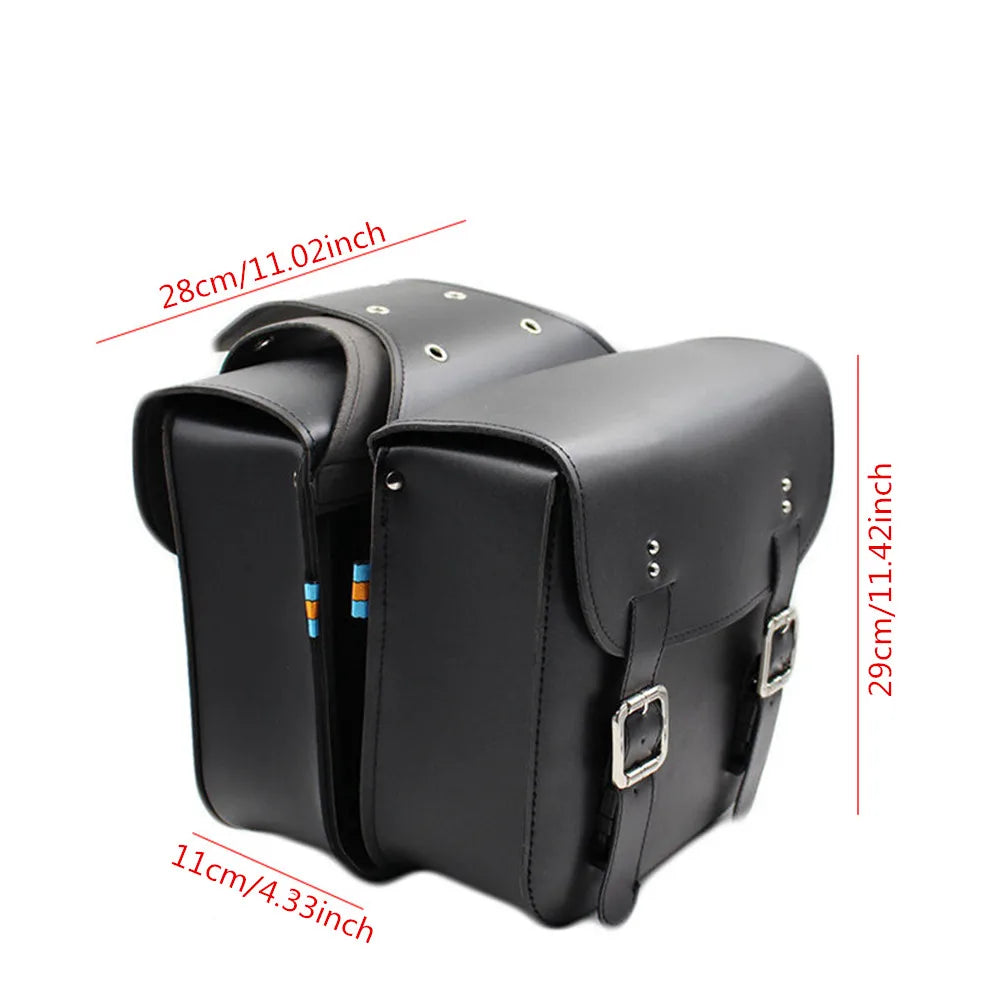 Retro Motorcycle Saddlebags | PU Leather Side Bags for Cruisers & Bobbers (Pair)
