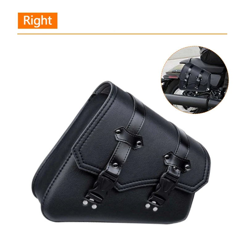 Classic Motorcycle Saddlebags | PU Leather Side Bags for Cruisers & Sportsters (Pair)