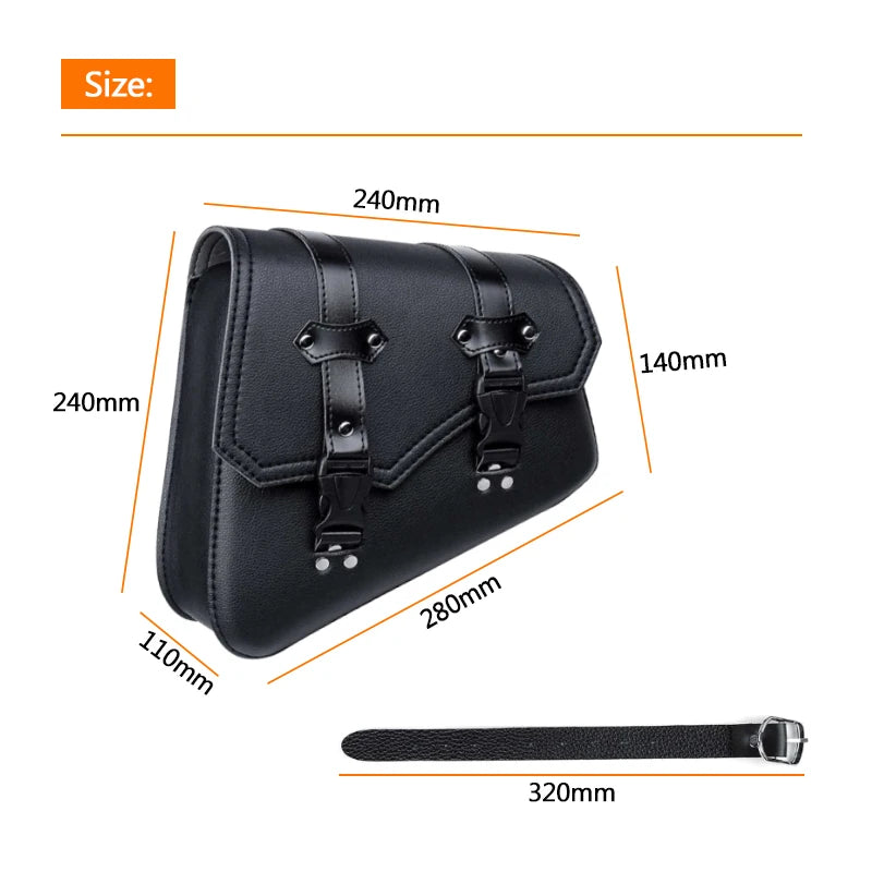 Classic Motorcycle Saddlebags | PU Leather Side Bags for Cruisers & Sportsters (Pair)