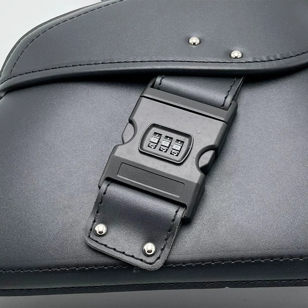 Retro Motorcycle Saddlebags | PU Leather Side Bags for Cruisers & Bobbers (Pair)