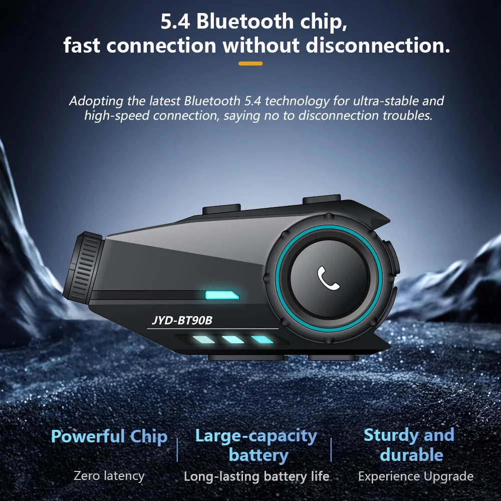 Moto Helmet Intercom & Dash Cam – Bluetooth 5.4, 1080P, 500M Range