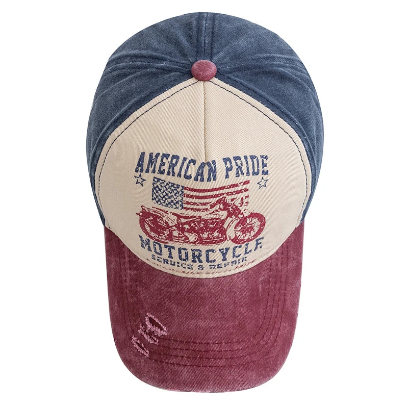 American Pride Motorcycle Cap – Vintage Washed Baseball Cap
