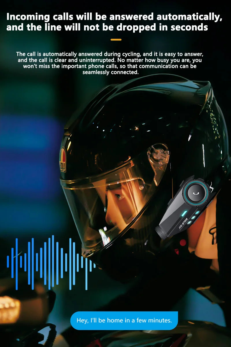 Moto Helmet Intercom & Dash Cam – Bluetooth 5.4, 1080P, 500M Range