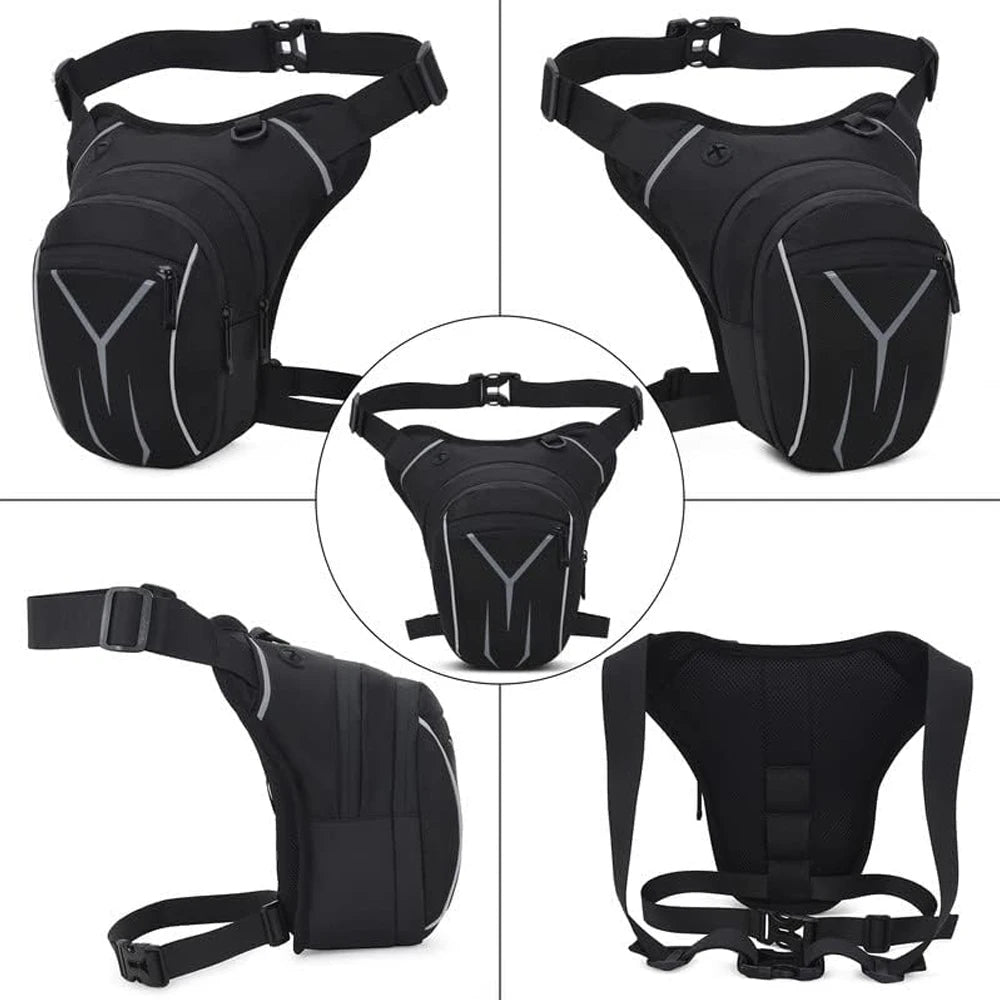 Moto Drop Leg Bag | Waterproof Thigh Pack with Reflective Detail & Audio Port