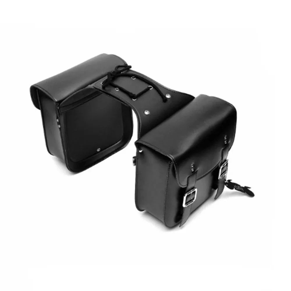 Retro Motorcycle Saddlebags | PU Leather Side Bags for Cruisers & Bobbers (Pair)