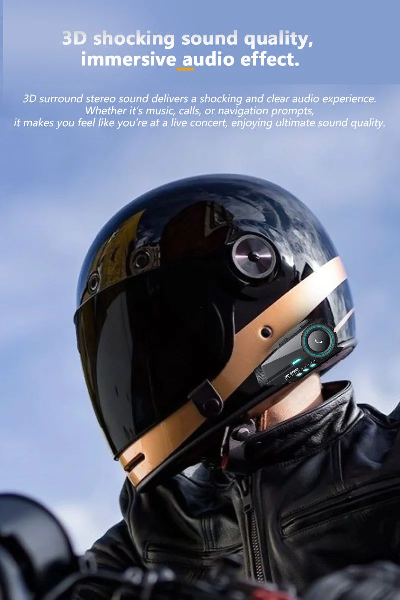 Moto Helmet Intercom & Dash Cam – Bluetooth 5.4, 1080P, 500M Range