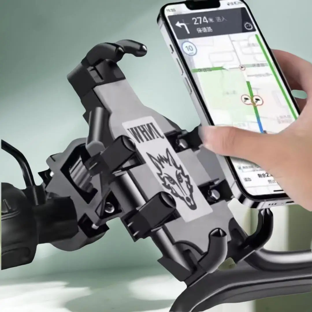360° Motorcycle Phone Mount | Rearview Mirror & Handlebar Holder with Auto-Lock