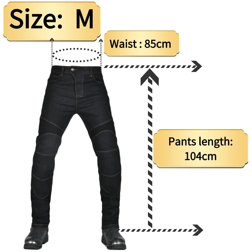 Motorcycle Riding Jeans | CE-Certified Armor, All-Season, Stretch Fit – Black & Blue