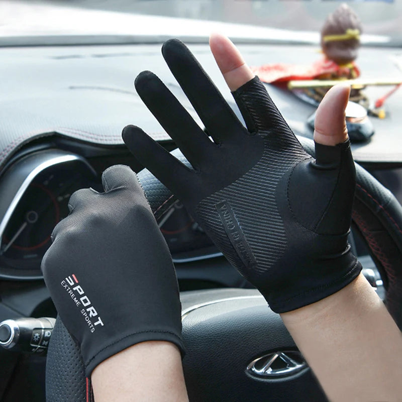 Ice Silk Motorcycle Gloves | Touchscreen-Ready, Anti-UV, Non-Slip – Summer Riding Gloves
